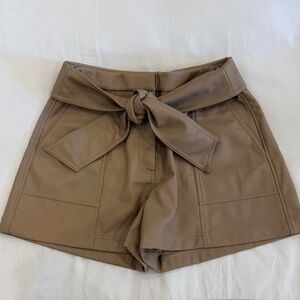 Jonathan Simkhai Tan High Waist Shorts with Tie Belt